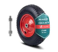 VOUNOT® Rueda Inflable 4.80/4.00-8" Rueda Completa Neumático Cámara con Válvula Llanta Rodamientos Eje Incl. 20mm 400x85mm Neumático de Recambio para Carretillas Obra Carros Jardinería Remolque Negro