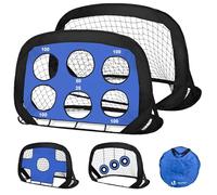 VOUNOT® Set 2 Porterías Fútbol Niños Plegable Mini Portería 120x80x80cm Red de Fútbol Exterior 4 en 1 con Dianas Intercambiables Bolsa de Transporte Equipo Portátil de Entrenamiento para Jardín Parque