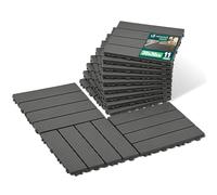 VOUNOT® Set de 11 Baldosas de Exterior 30x30 cm 1 m² Suelo Terraza Balcón Losetas Antideslizantes con Drenaje Azulejos de Entrelazados para Jardín Patio Baldosas Encajables Fácil Instalación Antracita