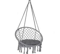 VOUNOT® Silla Colgante Exterior con Flecos, Hamaca con Conjín Redondo, Ø80cm Silla Columpio para Interior y Exterior, Gris Oscuro