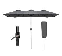 VOUNOT® Sombrilla Parasol Rectangular, Sombrillas Jardin Grandes para Terraza Playa Piscina Mercado Patio Exterior, 460 x 270 cm, Protección Solar UV50+, Doble Gris