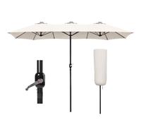 VOUNOT® Sombrilla Parasol Rectangular, Sombrillas Jardin Grandes para Terraza Playa Piscina Mercado Patio Exterior, 460 x 270 cm, Protección Solar UV50+, Doble Beige