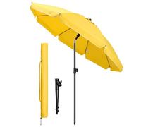VOUNOT® Sombrilla Playa Grande Ø200cm y Soporte Arena, Mástil Inclinable Altura Regulable Protección UV 50+ Parasol con Techo de Ventilación Bolsa Transporte para Playa Terraza Balcón Camping Amarillo