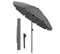 VOUNOT® Sombrilla Playa Grande Ø200cm y Soporte Arena, Mástil Inclinable Altura Regulable Protección UV 50+ Parasol con Techo de Ventilación Bolsa de Transporte para Playa Terraza Balcón Camping Gris