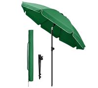 VOUNOT® Sombrilla Playa Grande Ø200cm y Soporte Arena, Mástil Inclinable Altura Regulable Protección UV 50+ Parasol con Techo de Ventilación Bolsa de Transporte para Playa Terraza Balcón Camping Verde