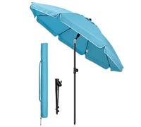 VOUNOT® Sombrilla Playa Grande Ø200cm y Soporte Arena, Mástil Inclinable Altura Regulable Protección UV 50+ Parasol con Techo de Ventilación Bolsa Transporte para Playa Terraza Balcón Camping Turquesa