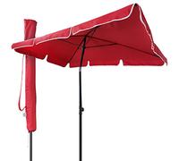 VOUNOT® Sombrilla Rectangular para Terraza, Jardín, Playa, Balcón, Piscina, Patio, 200x125 cm, Parasol Exterior con Funda Protectora, Protección UV50+, Rojo
