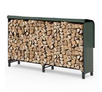 VOUNOT® Soporte de Madera de 2 Metros | Estante de Registro de Chimenea | Registro de leña con Tapa | Soporte de Almacenamiento de Madera para Interiores al Aire Libre | Negro