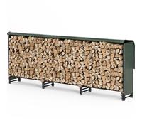 VOUNOT® Soporte de Madera de 3 Metros, Estante de Registro de Chimenea, Registro de Leña con Tapa Verde, Soporte de Almacenamiento de Madera para Interiores al Aire Libre