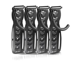 VOUNOT® Soportes de Pared para Bicicletas, Gancho para Colgar Bicicleta, Soporta Hasta 30kg Cada Uno, Portabicicletas de Almacenamiento Vertical para Casa Garaje, Sótano con Tornillos Negro 4 Unidades