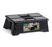 VOUNOT® Taburete Plegable Plástico Resistente Escalera Compacta y Portátil con Asa Superficie Antideslizante Reposapiés Ayuda Ascenso Multiusos para Hogar Camping Cocina Baño Jardín 39.5x24x13cm Negro