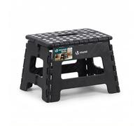 VOUNOT® Taburete Plegable Plástico Resistente Escalera Portátil con Asa Superficie Antideslizante Escalón Compacto Adultos Niños Banqueta Multiusos a Hogar Camping Cocina Baño Jardín 32x25x22 cm Negro
