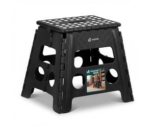VOUNOT® Taburete Plegable Plástico Resistente Escalera Portátil con Asa Superficie Antideslizante Escalón Compacto Adultos Niños Banqueta Multiusos Hogar Camping Cocina Baño Jardín 37x30x32.5cm Negro