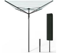 VOUNOT® Tendedero Giratorio 45M de Cuerda Secadora de Ropa Rotativa para Exteriores 4 Brazos Sistema Tipo Paraguas Línea de Lavado Plegable con Funda y Estaca para Jardín Al Aire Libre Gris/Azul