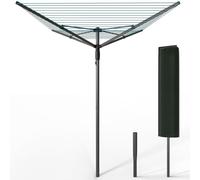 VOUNOT® Tendedero Giratorio 50M de Cuerda Secadora de Ropa Rotativa para Exteriores 4 Brazos Sistema Tipo Paraguas Línea de Lavado Plegable con Funda y Estaca para Jardín Al Aire Libre Gris/Azul