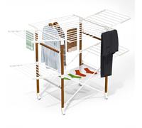 VOUNOT® Tendedero Ropa Plegable 173x94x123cm Tendedor Tenderete Extensible con Alas Laterales y Malla de Secado Secadora Ropa Superficie de Tendido 30m Móvil con Ruedas para Interior y Exterior Blanco