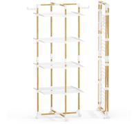 VOUNOT® Tendedero Vertical Plegable 4 Niveles de Pie 99x69x175.5cm Blanco | Tenderete Ropa en Torre 33m de Tendido Secadora Ahorra Espacio con Ruedas Ganchos Laterales Rejilla Secado Interior Exterior