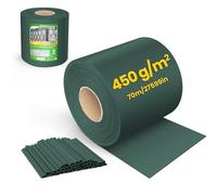VOUNOT® Tiras de Pantalla de Privacidad de PVC 450g/m², Cinta de Protección Visual Impermeable Antiviento, Rollo de Valla Protectora Opaca de Cercas 70mx19cm con Clips para Jardín Balcón Terraza Verde