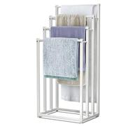VOUNOT® Toallero de Pie 4 Niveles Toallero Escalera con 4 Barras para Colgar Toallas Toallero Múltiple Marco de Metal 45x33x101cm Soporte y Estante de Secado de Toallas para Baño Aseo Lavadero, Blanco