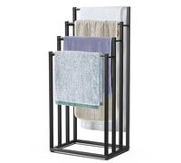 VOUNOT Toallero de Pie de 4 Niveles Toallero Escalera con 4 Barras para Colgar Toallas Toallero Múltiple Marco de Metal 45x33x101cm Soporte y Estante de Secado de Toallas para Baño Aseo Lavadero Negro
