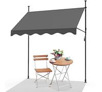 VOUNOT® Toldo Manual Retráctil, Toldo Enrollable Exterior Altura Ajustable con Manivela, Sin Taladro, para Terraza Balcón Jardín, 250x120x210-300 cm, Gris