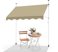 VOUNOT® Toldo Manual Retráctil, Toldo Enrollable Exterior Altura Ajustable con Manivela, Sin Taladro, para Terraza Balcón Jardín, 250x120x210-300 cm, Beige