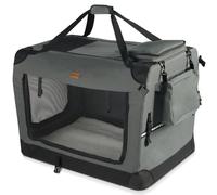 VOUNOT® Transportín Perro Gato XL 82x60x60cm, Bolsa Transporte Transpirable Mascotas con Bolsillos Alfombrilla Extraíble Tira Reflectante, Caja Plegable Transportadora Portador de Viaje Mascotas, Gris