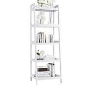 vovala Estantería, Estantería de Escalera de 5 Niveles con Marco de bambú, Estante de Plantas de exhibición Estrecho Alto e Independiente para Sala de Estar, Cocina, Dormitorio, balcón, Blanco
