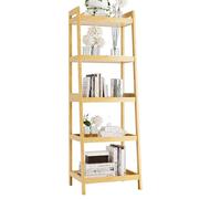 vovala Estantería, Estantería de Escalera de 5 Niveles con Marco de bambú, Estante de Plantas de exhibición Estrecho Alto e Independiente para Sala de Estar, Cocina, Dormitorio, balcón, Natural