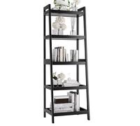 vovala Estantería, Estantería de Escalera de 5 Niveles con Marco de bambú, Estante de Plantas de exhibición Estrecho Alto e Independiente para Sala de Estar, Cocina, Dormitorio, balcón, Negro