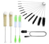 VOVCIG Juego de limpieza para cachimba con 16 cepillos, cepillo de botella, cepillo de limpieza pequeño para cafetera automática, juego de cepillos de pajita, limpiador de pipa, cepillo para manguera