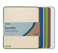 Vove Paquete de 5 paños de cocina suecos, neutros esenciales, celulosa y algodón con certificación FSC, estándar Oeko-TEX 100, paños de limpieza de cocina reutilizables y lavables, diseño floral