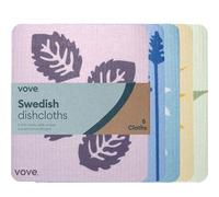 Vove Paquete de 5 paños de cocina suecos, toallas de papel reutilizables, paños de limpieza ecológicos, estampados de diseñador, celulosa natural absorbente y algodón, paño de esponja sostenible para