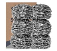 Vove Paquete de 6 almohadillas de repuesto de lana de acero de, estropajos de lana de acero reciclables resistentes para limpieza de cocina, estropajos de acero inoxidable compatibles con