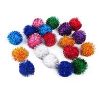 VOVIGGOL 20 Piezas 5CM Gato Bolas Brillantes para Gato, Purpurina Gatito Bolas de Pompones para Gatos, Mascota Bola Espumillón para Gatito Gato de Interior (Color al Azar)