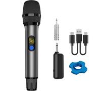 VOVIGGOL Micrófono Inalámbrico Profesional de Metal, UHF Wireless Sistema de Micrófono Dinámico Mano con Receptor Recargable, para Canto de Karaoke, KTV Casero, Boda, DJ, Fiesta, Discurso, 50M