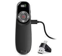 VOVIGGOL Pasador de Diapositivas Recargable con Pantalla de Temporizador, Presentador Inalámbrico de Doble Interfaz USB, Mando Ordenador Powerpoint 2.4GHz, Compatible con Mac, Windows y Ordenador