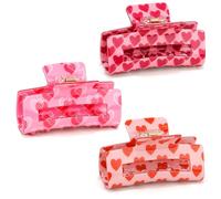 Vovii Pinzas para el pelo de San Valentín para mujer, pinzas para el pelo de corazón rosa para el día de San Valentín, accesorios para el cabello para mujeres y niñas, pinzas de pelo de corazón rojo