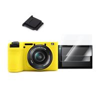 VOVMOEYA A6700 - Juego de accesorios para funda de cámara Sony Alpha 6700 (amarillo) y protector de pantalla LCD para Sony A6700 (2 paquetes) y funda de zapata para cámara Sony A6700