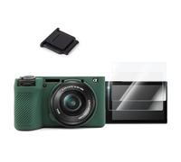 VOVMOEYA A6700 - Juego de accesorios para funda de cámara Sony Alpha 6700 (verde) y protector de pantalla LCD para Sony A6700 (2 paquetes) y funda de zapata para cámara Sony A6700