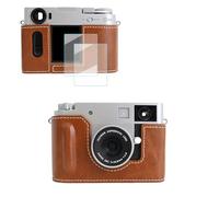 VOVMOEYA Funda de cámara para Fujifilm X-HF1 con 2 Protectores de Pantalla, Cuero PU, Fuji X Half Estuche, Cubitera, Bolsa, Accesorios, Elegante, Protectora, Ligera, Ajuste preciso, X HF1 Camera Case