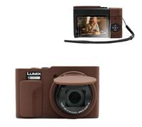 VOVMOEYA Funda de silicona para cámara Lumix TZ99, con protector de pantalla ultrafino de 0,25 mm para Panasonic Lumix TZ99, con correa de mano, café, Estuche de belleza
