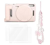 VOVMOEYA Funda de Silicona para Canon IXUS 285 HS/ELPH 360 HS/IXY 650 | Protectora Antiarañazos y Antigolpes con Cubierta de Lente Desmontable, 2 Protectores de Pantalla + Correa de Muñeca