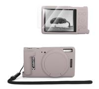 VOVMOEYA Funda para cámara Canon PowerShot ELPH 360 HS/IXY 650/IXUS 285 HS, funda delgada de silicona suave antiarañazos con 2 películas templadas LCD y correa de muñeca, gris oscuro, Ordinary Wrist