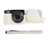 VOVMOEYA Funda para Panasonic Lumix DC-TZ99 - Funda de piel sintética resistente a los arañazos para Lumix TZ99, con funda protectora extraíble, correa de hombro ajustable, White, Estuche de belleza