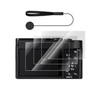 VOVMOEYA Paquete de 3 protectores de pantalla para Panasonic Lumix DC-TZ99/LX100/LX100 II con 1 correa de tapa de lente y herramientas de instalación, película de vidrio templado, 0,25 mm, 9H