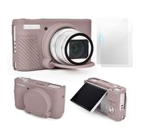 VOVMOEYA SX740 - Juego de accesorios para cámara (con 2 películas templadas LCD), funda protectora de silicona compatible con cámara digital Canon PowerShot SX730 SX740 HS, gris, compact, Informal