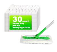 Vowanop Paños de barrido en seco resistentes para trapeador Swiffer, almohadillas desechables de microfibra para limpiar el polvo de suelos de madera dura y el pelo de mascotas, 30 unidades