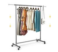 VOWNER Perchero con Ruedas, Cromado, para Colgar Ropa, Altura Ajustable y Extensible, (90-132) x 40 x 113-170 cm