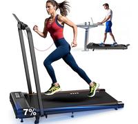 VOWVIT Cinta de Correr Plegable, Walking Pad con Motor de 2,5CV, 120 kg de Capacidad de Carga, Velocidad de 1-12 km/h, con Pendiente, Banda de Rodadura de 7 Capas, sin Necesidad de instalación